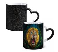 FodPand Fluorescent Lion Color Changing Mugs Heat Sensitive Ceramic Coffee Mugs Funny Temperature Changing Mug Novelty Magic Cup Gift for Coffee Lover 11 Oz