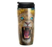 FodPand Fluorescent Lion Insulated Travel Tumbler Reusable Leakproof Coffee Cup with Lid Double Wall Spill Proof Plastic Coffee Mug for Iced/Hot Drink Mug BPA-Free 12 Oz for Women Men Gift