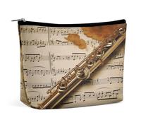 FodPand Flute Music Makeup Bag for Women, Toiletry Bag Portable PU, Cosmetic Bag Travel Essentials Toiletries Accessories