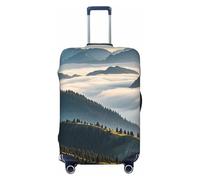 FodPand Foggy Mountains Travel Luggage Cover Elastic Suitcase Cover Protector Anti-Scratch Luggage Protector Universal Washable Travel Sleeve Baggage Case Fits 18-32 Inch Suitcase, Black, XL