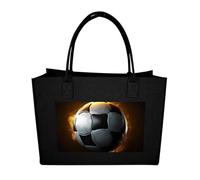FodPand Football Soccer Felt Tote Bag Reusable Large Handbag | Foldable Grocery Shopping Bag for Women Men, Daily Commute, Work,Travel, Lightweight, Christmas Gift Bags