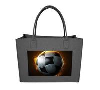 FodPand Football Soccer Felt Tote Bag Reusable Large Handbag | Foldable Grocery Shopping Bag for Women Men, Daily Commute, Work,Travel, Lightweight, Christmas Gift Bags
