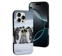 FodPand for iPhone 16 & 16 Pro Case Shockproof Soft TPU Emperor Penguin Huddle Protective Cover Military Grade Drop Protection Anti-Yellowing Anti-Fingerprint Cell Phone Case for Women Men, Black