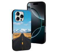 FodPand for iPhone 16 & 16 Pro Case Shockproof Soft TPU Highway in The Desert Protective Cover Military Grade Drop Protection Anti-Yellowing Anti-Fingerprint Cell Phone Case for Women Men, Black