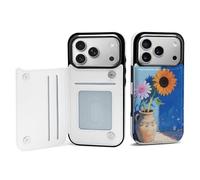 FodPand for iPhone 17 Wallet Case with Card Holder, PU Leather Kickstand Flip Protective Cover Daisy Sunflower iPhone 17 Pro Case Shockproof Phone Cases for Women Men