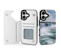 FodPand for iPhone 17 Wallet Case with Card Holder, PU Leather Kickstand Flip Protective Cover Niagara Falls iPhone 17 Case Shockproof Phone Cases for Women Men