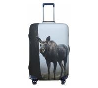 FodPand Forest Wilderness Animal Travel Luggage Cover Elastic Suitcase Cover Protector Anti-Scratch Luggage Protector Universal Washable Travel Sleeve Baggage Case Fits 18-32 Inch Suitcase, Black, XL