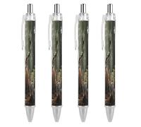 FodPand Forest Wildlife Ballpoint Pens Fine Point Smooth Writing Pen Retractable Ball Point Pens 0.5mm Black Ink Pen Office Supplies Gifts for Men Women 4 PCS