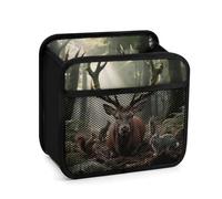 FodPand Forest Wildlife Car Seat Organizer Backseat with Storage Pockets, Multipurpose Car Organizer Hanging, Cars Trash Bag Can,Premium PU Leather Garbage Can Large Capacity