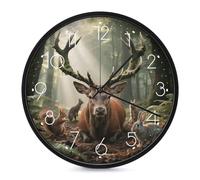FodPand Forest Wildlife Silent Non-Ticking Wall Clock 10 Inch Modern Round Clock for Living Room, Kitchen, Bedroom, Office, Decorative Clocks with Easy Read Numbers