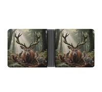 FodPand Forest Wildlife Wallet for Men Leather Bifold Wallet Front Pocket Wallets Card Holder Wallets Money Clip
