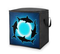 FodPand Form Circle Floating Sharks Storage Bins 70L Large Capacity Clothes Storage Bags with Handles, Blanket Organizer Heavy Duty Closet Organizers for Clothing Comforters Pillows Bedding