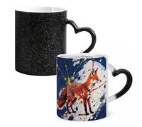 FodPand Fox Art Color Changing Mugs Heat Sensitive Ceramic Coffee Mugs Funny Temperature Changing Mug Novelty Magic Cup Gift for Coffee Lover 11 Oz