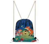 FodPand Fox at Night Drawstring Backpack Sports Gym Bag Drawstring Bags Foldable Backpacks for Women Men