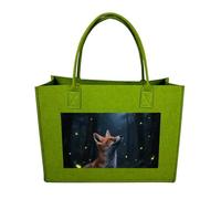 FodPand Fox at Night1 Felt Tote Bag Reusable Large Handbag | Foldable Grocery Shopping Bag for Women Men, Daily Commute, Work,Travel, Lightweight, Christmas Gift Bags