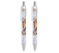FodPand Fox Raven Interaction Ballpoint Pens Fine Point Smooth Writing Pen Retractable Ball Point Pens 0.5mm Black Ink Pen Office Supplies Gifts for Men Women 2 PCS