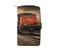 FodPand Freight Train Leather Wallet Zipper Long Purse for Women Large Credit Card Holder for Work Travel Daily Use