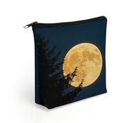 FodPand Full Moon Makeup Bag with Sturdy Zipper，Linen Material Storage Bag,Large Capacity And Multi-Purpose Cosmetic Bag for Daily Life, Travel, Outings, Business Trips And Other Occasions