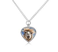 FodPand Funny Alpaca Llama Heart Urn Necklace for Ashes Pendant Personalized Pet Cremation Jewelry Memorial Necklace Keepsake Jewelry Urn Locket Pendant for Pet Lovers & Gift