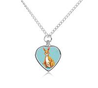 FodPand Funny Cartoon Kangaroo Zoo Heart Urn Necklace for Ashes Pendant Personalized Pet Cremation Jewelry Memorial Necklace Keepsake Jewelry Urn Locket Pendant for Pet Lovers & Gift