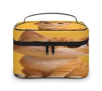FodPand Funny Cat Makeup Bag with Makeup Brush Compartment Cosmetic Bag with Handle And Zipper Portable Organizer Bag for Daily, Camping, Traveling, Hotel