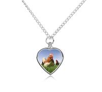 FodPand Funny Chicken Grass Heart Urn Necklace for Ashes Pendant Personalized Pet Cremation Jewelry Memorial Necklace Keepsake Jewelry Urn Locket Pendant for Pet Lovers & Gift