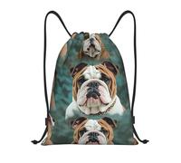 FodPand Funny English Bulldog Drawstring Backpack Sports Gym Sackpack Waterproof Swim Bag Men Women Draw String Bag, Black, S