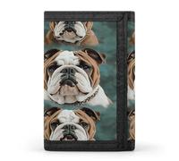 FodPand Funny English Bulldog Wallet Large Capacity Trifold Wallet Wallet for Men with ID Holder RFID Blocking Purse Polyester Wallets