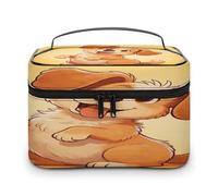 FodPand Funny Little Dog Makeup Bag with Makeup Brush Compartment Cosmetic Bag with Handle And Zipper Portable Organizer Bag for Daily, Camping, Traveling, Hotel