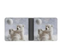 FodPand Funny Polar Bear Playing Snowball Wallet Slim Minimalist Men Wallet Durable Portable Bifold Purse PU Passcase