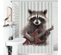 FodPand Funny Raccoon Bathroom Shower Curtains Waterproof Bath Curtain with 12 Hooks 7 Rust Proof Metal Grommets Holes Washable Fabric Cloth Rain Curtain Cover Bathtub Shower Enclosure Decor