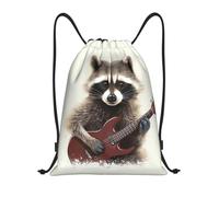 FodPand Funny raccoon Drawstring Backpack Sports Gym Sackpack Waterproof Swim Bag Men Women Draw String Bag, Black, S