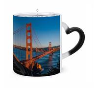 FodPand Funny San Francisco Bay Bridge Color Changing Mug 11 Oz Heat Sensitive Ceramic Coffee Mugs with Hidden Design Temperature Changing Mug, Novelty Magic Cup Gift for Coffee Lover Women