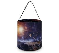 FodPand Galaxy Universe Halloween Trick Or Treat Bag Reusable Candy Tote | Reinforced Polyester, Collapsible & Machine Washable, 8x8" Spacious, Wide Handles for Small Hand, Reusable Year After Year