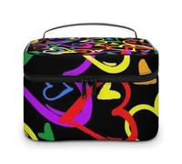 FodPand Gay Pride Rainbow Makeup Bag,Portable Large Capacity Travel Cosmetic Bag Adjustable Lightweight Hand-held Makeup Box for Women Daily Use
