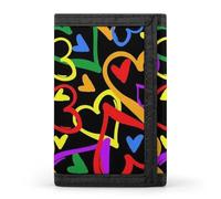 FodPand Gay Pride Rainbow Wallet,Portable Three Folds Wallet Sturdy With Hanging Buckle Zipper Wallets for Man Woman