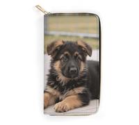 FodPand German Shepherd Puppies Wallets for Men Women - PU Leather Zip Around Wallet with 4 Card Slots & 3 Cash Compartments, 7.8 X 4.1 Inch Large Capacity Long Purse for Travel