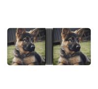 FodPand German Shepherd Puppy Wallet Slim Minimalist Men Wallet Durable Portable Bifold Purse PU Passcase