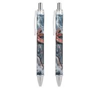 FodPand Giant Squid Vs Whale Ballpoint Pens Fine Point Smooth Writing Pen Retractable Ball Point Pens 0.5mm Black Ink Pen Office Supplies Gifts for Men Women 2 PCS