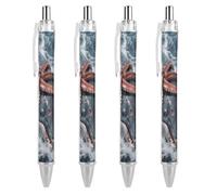 FodPand Giant Squid Vs Whale Ballpoint Pens Fine Point Smooth Writing Pen Retractable Ball Point Pens 0.5mm Black Ink Pen Office Supplies Gifts for Men Women 4 PCS