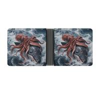 FodPand Giant Squid Vs Whale Wallet for Men Leather Bifold Wallet Front Pocket Wallets Card Holder Wallets Money Clip