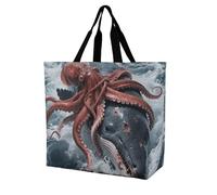 FodPand Giant Squid Vs WhaleTote Bag for Women Foldable Beach Bag Reusable Grocery Bags Crossbody Shoulder Bags