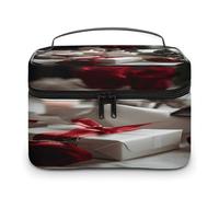 FodPand Gifts And Roses Makeup Bag,Portable Large Capacity Travel Cosmetic Bag Adjustable Lightweight Hand-held Makeup Box for Women Daily Use
