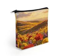 FodPand Gilded Flower Sea Makeup Bag with Sturdy Zipper，Linen Material Storage Bag,Large Capacity And Multi-Purpose Cosmetic Bag for Daily Life, Travel, Outings, Business Trips And Other Occasions