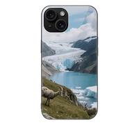 FodPand Glacial U Valley Lake Phone Case for iPhone 15 Tempered Glass Hard Phone Protective Cover Anti-Scratch Shockproof Minimalist Aesthetic Case for Women & Men Black