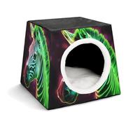 FODPAND Glowing Zebra Cat Bed Cave for Small Dog Cat House 3-in-1 Foldable Cats Beds with Removable Washable Cushioned Pillow Covered Cave Pet Tents with Non-Slip Bottom