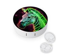 FODPAND Glowing Zebra Contact Lens Case with Cleaner Washer Portable Contact Lens Holder Box with Mirror Tweezers Remover Tool Solution Bottle for Daily Makeup Office