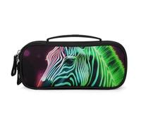 FodPand Glowing Zebra Cosmetic Bag with Handle And Zipper Makeup Brushes Organizer Case PU Leather Toiletry Bag Small Makeup Bags for Travel Or Daily