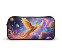 FodPand Golden Phoenix in Nebula Pencil Case Multifunctional Pencil Pouch Large Capacity Adults Portable Tool Storage Organizer Bag Marker Case Office Accessory Or Cosmetic Bag