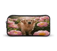 FodPand Golden Retriever & Daisy Pencil Case Pen Bag Holder Pouch Large Capacity Double Zipper Stationery Organizer Durable Waterproof Makeup Cosmetic Bag for Men Women, Office, Travel